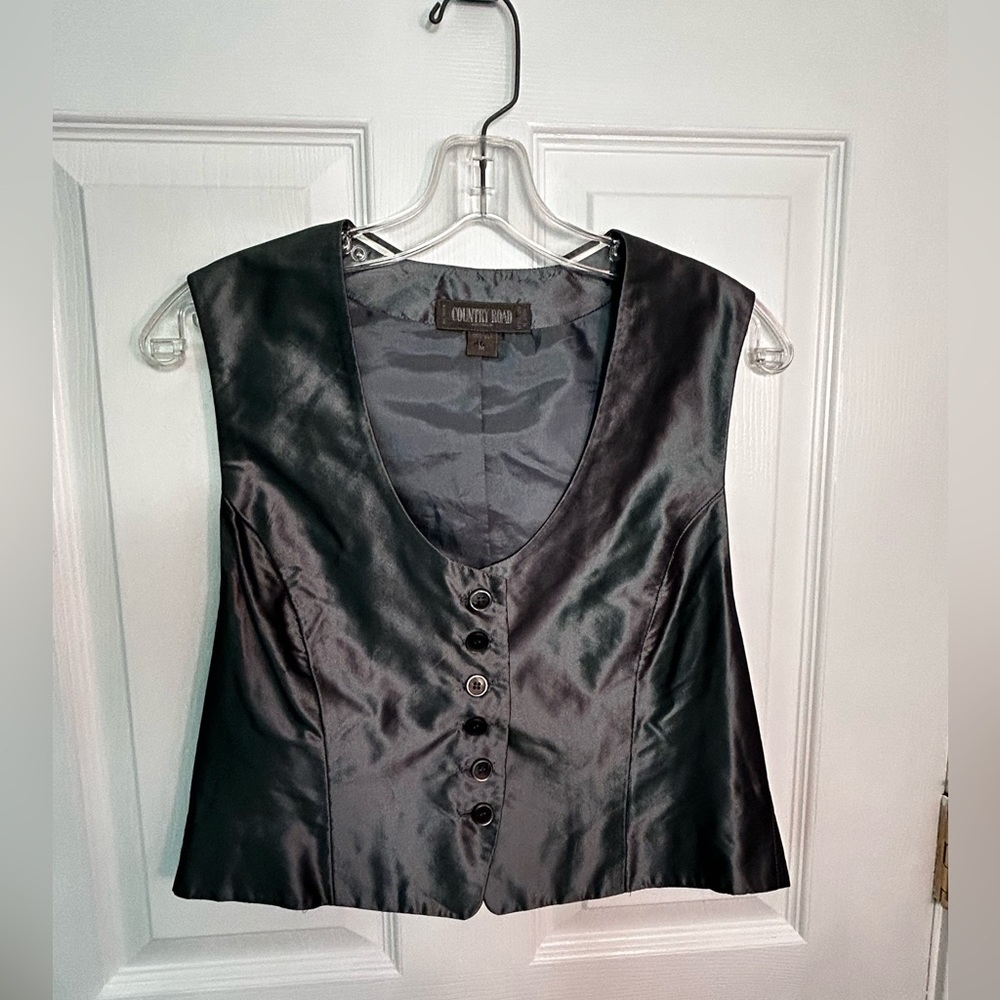 Grey Country Road Silk Button Up Vest